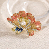 Peony flower brooch, women's chest flower brooch, enamel suit accessory brooch, coat decoration