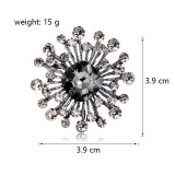 Hollow out geometric crystal brooch alloy diamond inlaid women's chest flower brooch