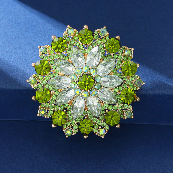 Green crystal sunflower brooch exquisite fashion suit dress accessories chest flower brooch