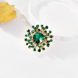 Hollow out geometric crystal brooch alloy diamond inlaid women's chest flower brooch