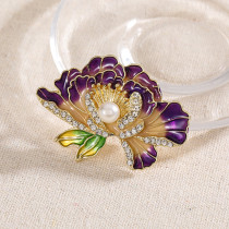Peony flower brooch, women's chest flower brooch, enamel suit accessory brooch, coat decoration