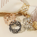 Hollow out rhinestone clover silk scarf buckle metal women's shawl buckle