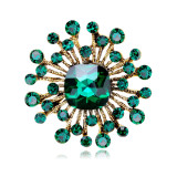Hollow out geometric crystal brooch alloy diamond inlaid women's chest flower brooch