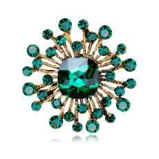 Hollow out geometric crystal brooch alloy diamond inlaid women's chest flower brooch