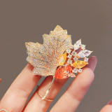 Coat brooch women's rhinestone maple leaf autumn and winter chest flower accessory collar exquisite pin