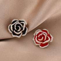 Diamond studded rose brooch accessory suit jacket anti glare fixed artifact chest flower