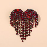 Tassel heart-shaped claw chain brooch temperament clothing accessories red women's chest flower collar pin