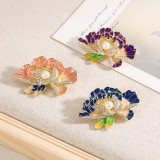 Peony flower brooch, women's chest flower brooch, enamel suit accessory brooch, coat decoration