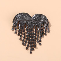 Tassel heart-shaped claw chain brooch temperament clothing accessories red women's chest flower collar pin