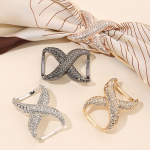 Butterfly knot buckle multifunctional scarf buckle square scarf buckle ring decoration full diamond scarf buckle