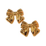 Stainless steel gold-plated bow earrings, personalized stainless steel earrings accessories