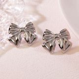 Stainless steel gold-plated bow earrings, personalized stainless steel earrings accessories