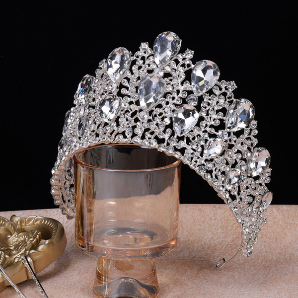 Big rhinestone crown, bride's wedding master, wedding headdress, princess, queen hair accessory