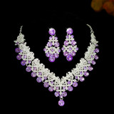 Exquisite colored rhinestone necklace earring set party dress accessories necklace