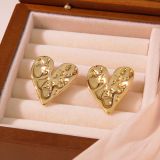 Sweet and Cool Titanium Steel Peach Heart Earrings, Women's Non fading Love Earnail Accessories