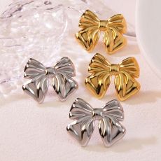 Stainless steel gold-plated bow earrings, personalized stainless steel earrings accessories