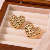 Sweet and Cool Titanium Steel Peach Heart Earrings, Women's Non fading Love Earnail Accessories
