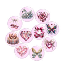 20MM 10pcs/lot  Heart LOVE pink Print glass snap button charms