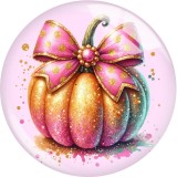 20MM 10pcs/lot  Pumpkin Thanksgiving Print glass snap button charms