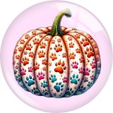 20MM 10pcs/lot  Pumpkin Thanksgiving Print glass snap button charms