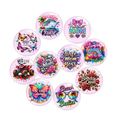 20MM 10pcs/lot  girl MOM  beach Print glass snap button charms