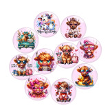 20MM 10pcs/lot  Yak Cow PINK cartoon Print glass snap button charms
