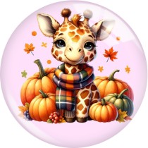 20MM 10pcs/lot  Sunflower Pumpkin Animals cartoon Print glass snap button charms