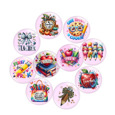 20MM 10pcs/lot teacher apple Print glass snap button charms