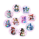 20MM 10pcs/lot Snowman Christmas cartoon Print glass snap button charms