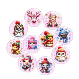 20MM 10pcs/lot Christmas animals cartoon Print glass snap button charms