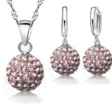 S925 10mm AB mud full diamond ball water wave chain tassel crystal full diamond set earrings