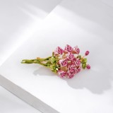 Pink rose bouquet brooch enamel exquisite chest flower suit pin accessories trendy