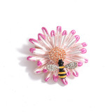 Three dimensional flower brooch, sunflower, peony, pearl breast flower, cat set diamond alloy brooch