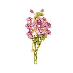 Pink rose bouquet brooch enamel exquisite chest flower suit pin accessories trendy