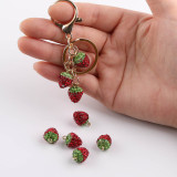 Soft ceramic full diamond hanging hole strawberry bead DIY necklace bracelet pendant accessory