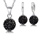 S925 10mm AB mud full diamond ball water wave chain tassel crystal full diamond set earrings