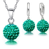 S925 10mm AB mud full diamond ball water wave chain tassel crystal full diamond set earrings