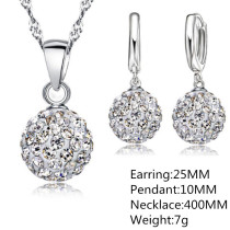 S925 10mm AB mud full diamond ball water wave chain tassel crystal full diamond set earrings