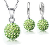 S925 10mm AB mud full diamond ball water wave chain tassel crystal full diamond set earrings
