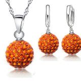 S925 10mm AB mud full diamond ball water wave chain tassel crystal full diamond set earrings