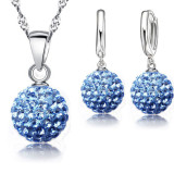 S925 10mm AB mud full diamond ball water wave chain tassel crystal full diamond set earrings