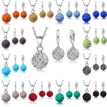S925 10mm AB mud full diamond ball water wave chain tassel crystal full diamond set earrings