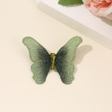 Embroidered fabric butterfly brooch, purple blue insect pin, freshwater pearl butterfly
