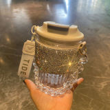 450ml  Rhinestone portable water cup direct drinking coffee cup