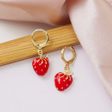 Strawberry earrings copper zircon micro inlaid oil drop pendant earrings earrings earrings earrings