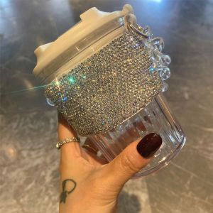 450ml  Rhinestone portable water cup direct drinking coffee cup