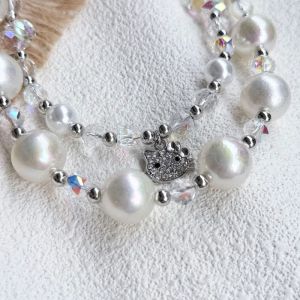 Kitty cat Mobile Pendant Pearl Beads Bag Chain