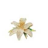 Luxury full diamond lily flower brooch with a sense of chest flower, niche and versatile suit pin accessory