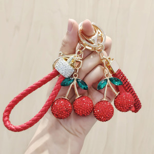 Cherry Rhinestone keychain alloy bag pendant