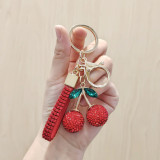 Cherry Rhinestone keychain alloy bag pendant